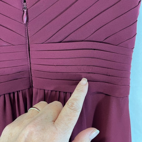 Azazie Grace Cabernet A-Line Pleated Chiffon Dress Tank Style Pleats Size A0 - Picture 15 of 15